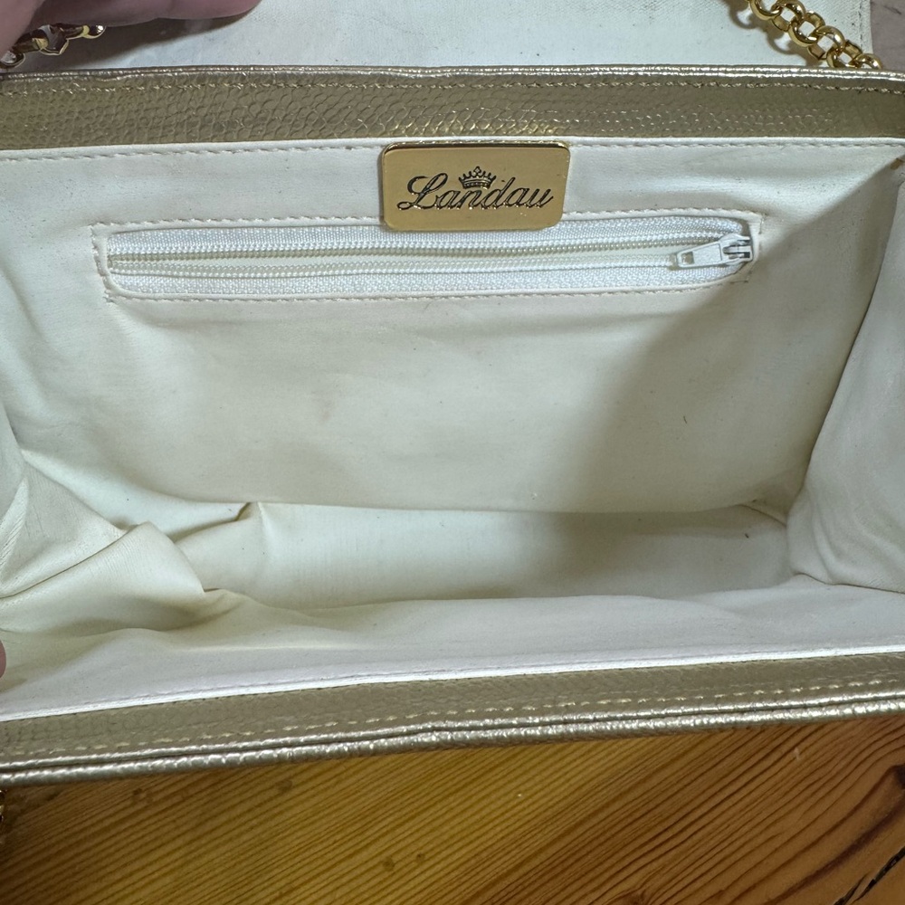 Landau vintage Gold Metallic Chain crossbody Clutch - Picture 5 of 12